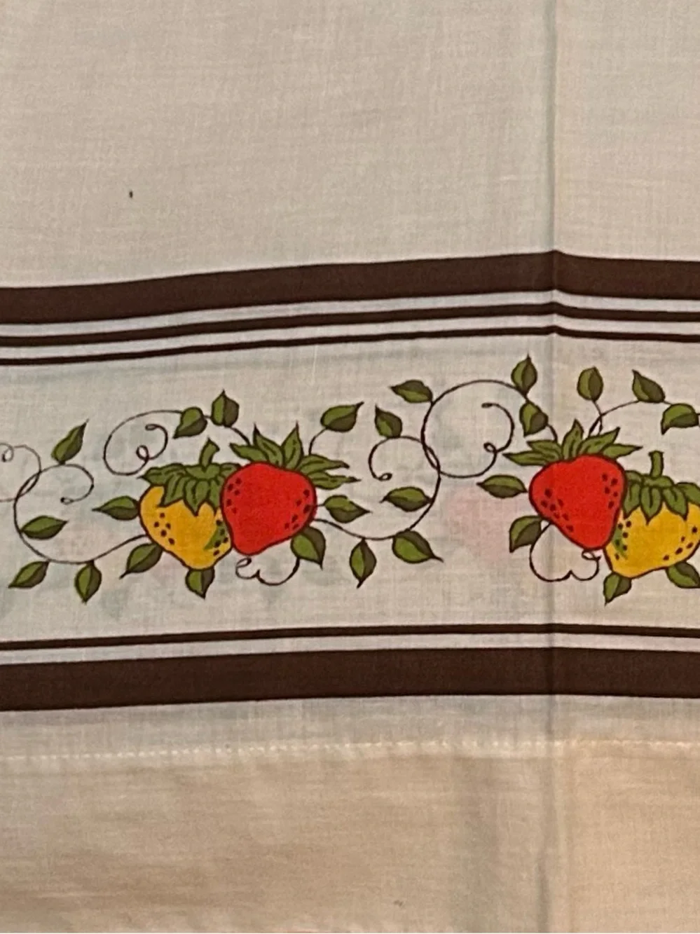 Vintage SEARS 2-pcs 70-80’s Kitchen Window Cotton Curtains Fruit Motif #0410267